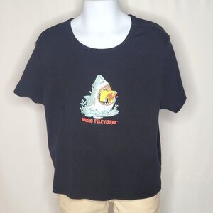 MTV Kids Black Shark Graphic Tee Shirt Size Medium